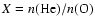 $X = n{\rm (He)}/ n\rm (O)$