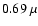 $0.69~\mu$