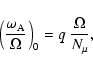 \begin{displaymath}\left(\frac{\omega_{\rm A}}{\Omega}\right)_0 = q\; \frac{\Omega}{N_{\mu}} ,
\end{displaymath}