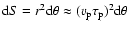 ${\rm d}S = r^2 {\rm d} \theta \approx (v_{\rm p} \tau_{\rm p}) ^2 {\rm d} \theta$