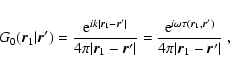\begin{displaymath}G_0 ({\vec r}_1 \vert {\vec r^\prime})= \frac{{\rm e}^{ik\ver...
...^\prime}) }}
{4 \pi \vert{\vec r}_1-{\vec r^\prime\vert}}
\; ,
\end{displaymath}