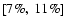 $\left[7\%,~11\%\right]$