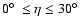 $0\hbox{$^\circ$ }\le\eta\le30\hbox{$^\circ$ }$