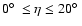 $0\hbox{$^\circ$ }\le\eta\le20\hbox{$^\circ$ }$