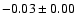 $ -0.03\pm 0.00$