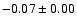 $ -0.07\pm 0.00$