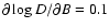 $\partial \log D / \partial B=0.1$