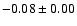 $ -0.08\pm 0.00$