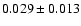 $ 0.029\pm 0.013$