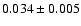 $ 0.034\pm 0.005$