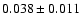 $ 0.038\pm 0.011$
