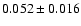 $ 0.052\pm 0.016$
