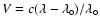 $V=c (\lambda - \lambda_\circ) / \lambda_\circ$
