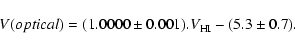 \begin{displaymath}V(optical) = (1.0000\pm0.001).V_{\rm HI} - (5.3\pm0.7).
\end{displaymath}