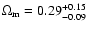 $\Omega_{\rm m}=
0.29^{+0.15}_{-0.09}$