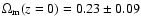$\Omega_{\rm m}(z=0) = 0.23 \pm 0.09$