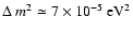 $\Delta~m^2 \simeq 7\times10^{-5}~{\rm eV}^2$
