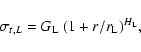 \begin{displaymath}\sigma_{t,L}=G_{{\rm L}}\ (1+r/r_{{\rm L}})^{H_{{\rm L}}},
\end{displaymath}
