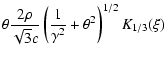$\displaystyle \theta \frac{2 \rho}{\sqrt{3} c} \left(\frac{1}{\gamma^{2}}+\theta^{2}\right)^{1/2} K_{1/3}(\xi)$