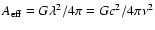 $A_{{\rm eff}}=G \lambda^{2}/4\pi=G c^{2}/4\pi\nu^{2}$