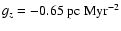 $g_z = -0.65~{\rm pc}~{\rm Myr}^{-2} $