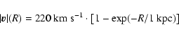 \begin{displaymath}\vert\vec v\vert(R) = 220\ {\rm km~s}^{-1} \cdot
\left[1 - \exp(-R / 1\ {\rm kpc})\right] \end{displaymath}