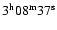 $3^{\rm h}08^{\rm {m}}37^{\rm {s}}$