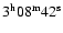 $3^{\rm h}08^{\rm {m}}42^{\rm {s}}$