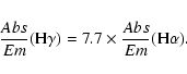 \begin{eqnarray*}\frac{Abs}{Em}({\rm H}\gamma) = 7.7 \times \frac{Abs}{Em}({\rm H}\alpha).
\end{eqnarray*}