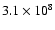 $3.1\times10^{8}$