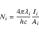 \begin{displaymath}N_{i}=\frac{4\pi\lambda_i}{hc}\frac{I_i}{A_i}
\end{displaymath}