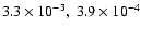 $3.3 \times 10^{-3}, \; 3.9 \times 10^{-4}$