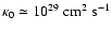 $\kappa_0 \simeq 10^{29} \mbox{ cm}^2\mbox{ s}^{-1}$