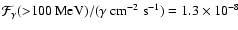$\mathcal{F}_\gamma({>}100 \mbox{ MeV}) /(\gamma \mbox{ cm}^{-2} \mbox{ s}^{-1})=
1.3 \times 10^{-8}$