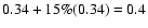 $0.34 + 15\%
(0.34)=0.4$