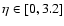 $\eta \in [0 , 3.2]$