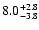 $\rm 8.0^{+2.8}_{-3.8}$