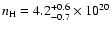 $n_{\rm H} = 4.2^{+0.6}_{-0.7}
\times 10^{20}$