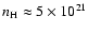$n_{\rm H}
\approx 5 \times 10^{21}$