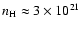 $n_{\rm H}
\approx 3 \times 10^{21}$