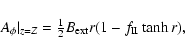 \begin{displaymath}
A_\phi\vert _{z=Z} ={\textstyle{\frac{1}{2}}}B_{\rm ext}r(1-f_{\rm II}\tanh{r}),
\end{displaymath}