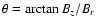 $\theta=\arctan{B_z/B_r}$