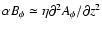 $\alpha B_\phi\simeq \eta \partial^2 A_\phi/\partial z^2$