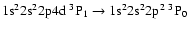$\rm 1s^22s^22p4d~^3P_{1} \rightarrow 1s^22s^22p^2~^3P_{0}$