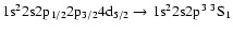 $\rm 1s^22s2p_{1/2}2p_{3/2}4d_{5/2} \rightarrow 1s^22s2p^3~^3S_{1}$