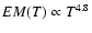 $EM(T) \propto T^{4.8}$