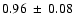 $0.96~\pm~0.08$
