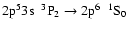 $\rm 2p^{5}3s~~^{3}P_{2} \rightarrow 2p^{6}~~^{1}S_{0}$