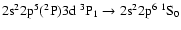 $\rm 2s^22p^5(^2P)3d~^3P_{1} \rightarrow 2s^22p^6~^1S_{0}$
