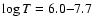 $\log T =6.0{-}7.7$